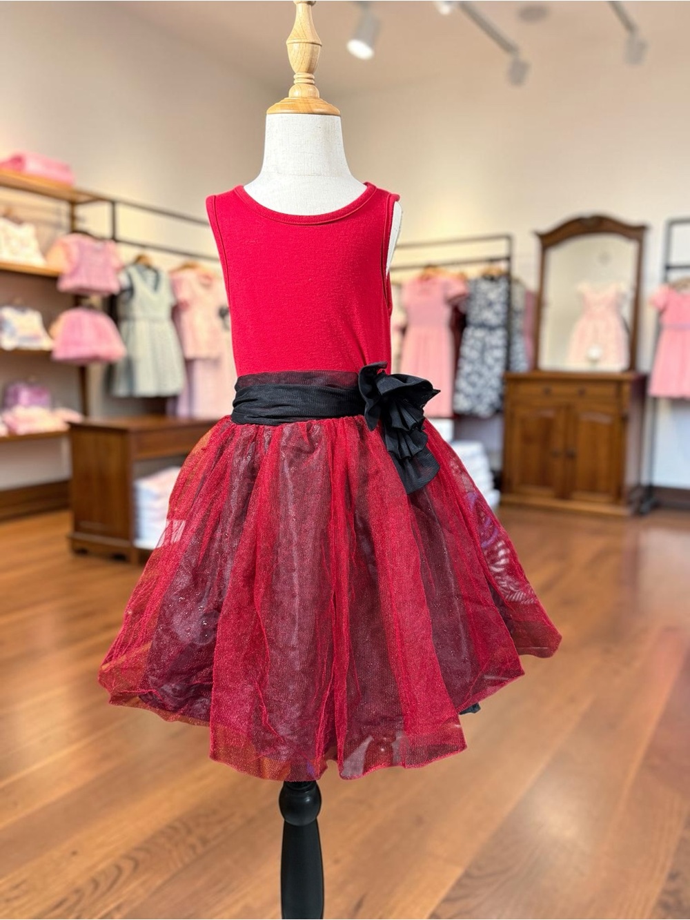 Cherokee Red and Black Layered Tulle Dance Dress for Girls